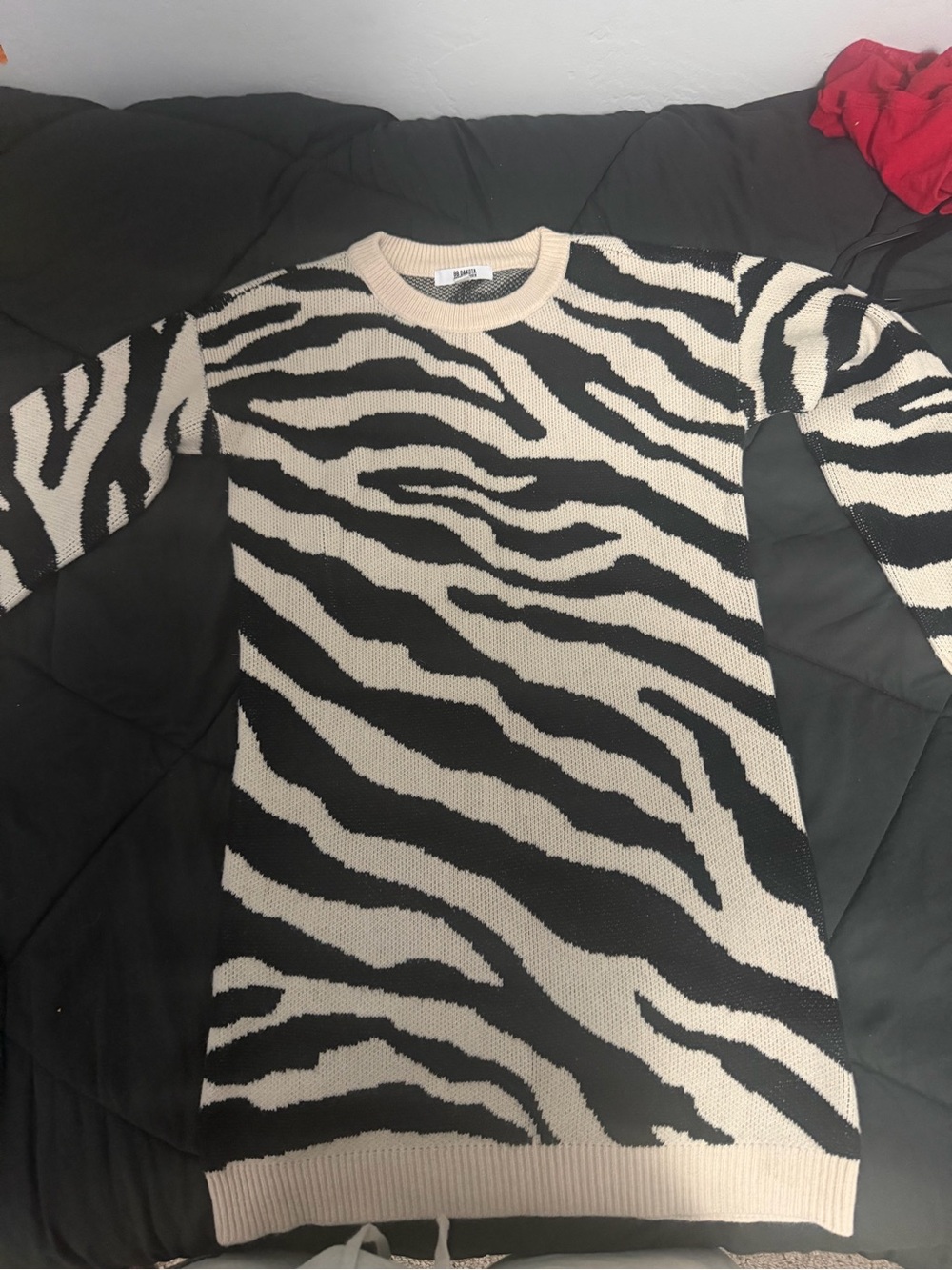 BB Dakota Black & Cream Zebra Knit Pullover